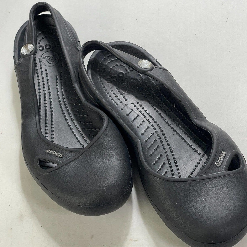 Crocs Shoes Womens Size 8 Slingback Work Flats Ballerina Slip on Black